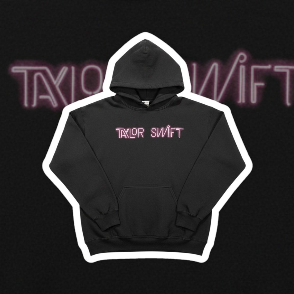 Taylor Swift The 1989 World Tour Hoodie Black Pink Neon Logo Concert Merch M